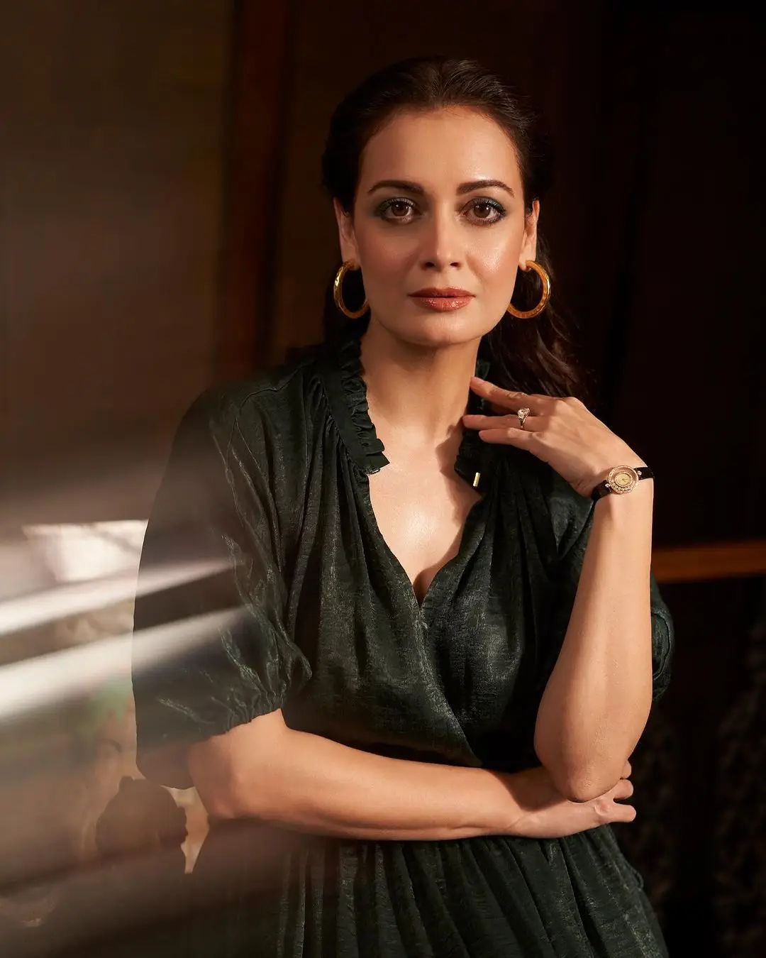 DIA MIRZA IN NORTH INDIAN TRADITIONAL BLACK GOWN